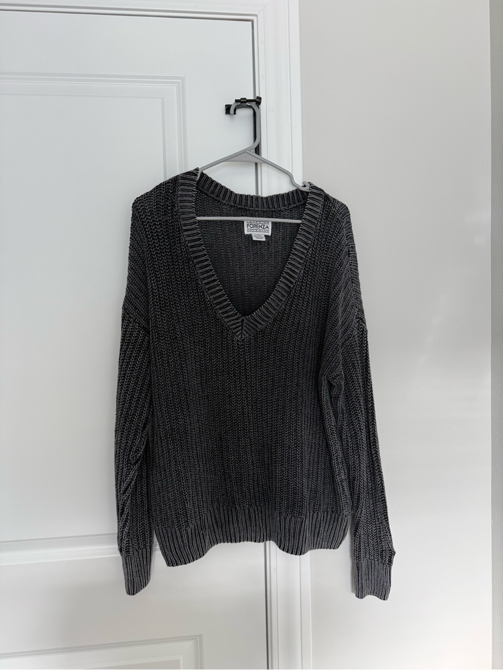 PINK Victoria's Secret Charcoal Gray V-Neck Ribbed Sweater